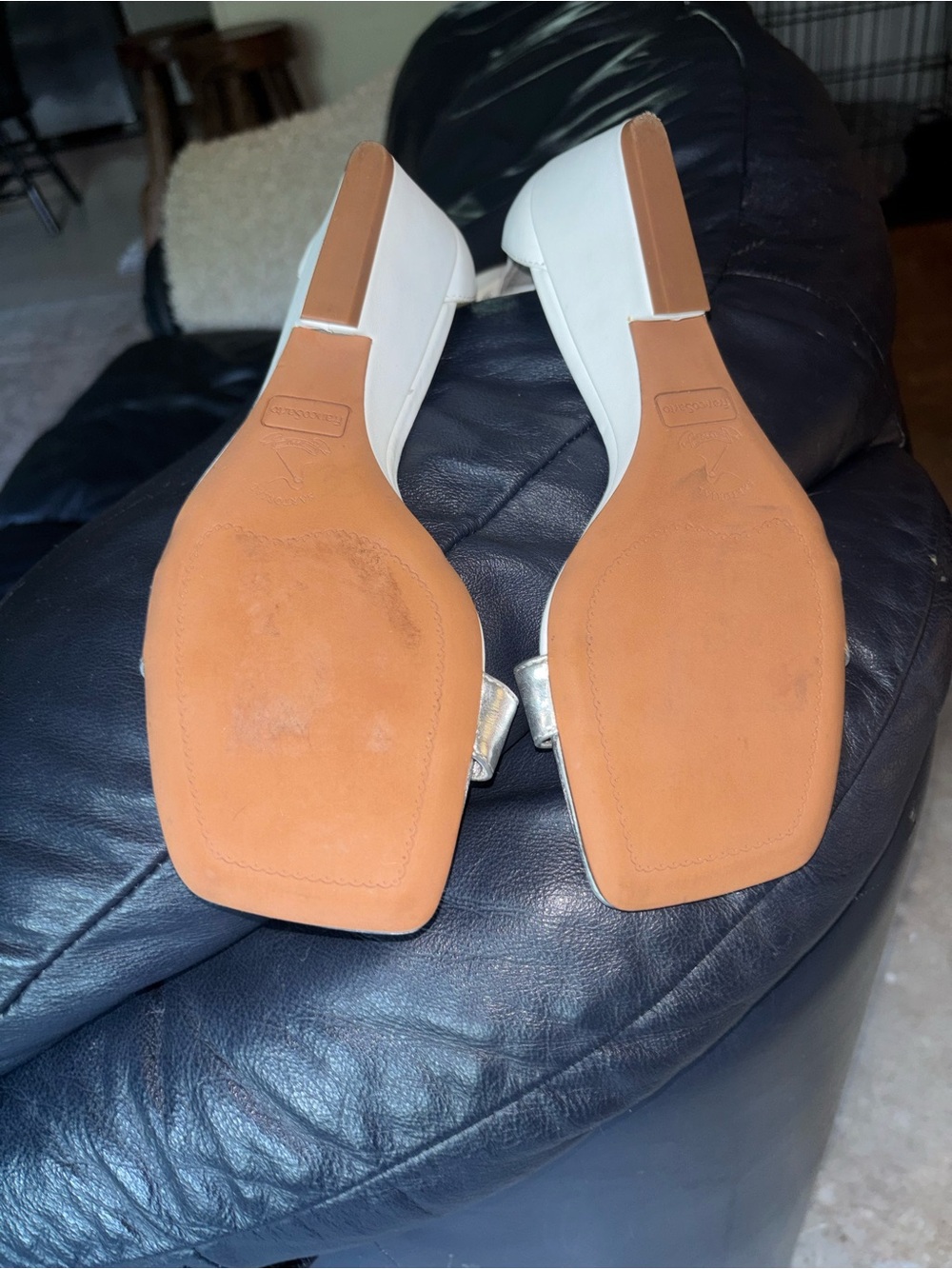 Franco Sarto Silver Metallic Ankle-Strap Wedge Sandal worn once NO original BOX. - Picture 13 of 17